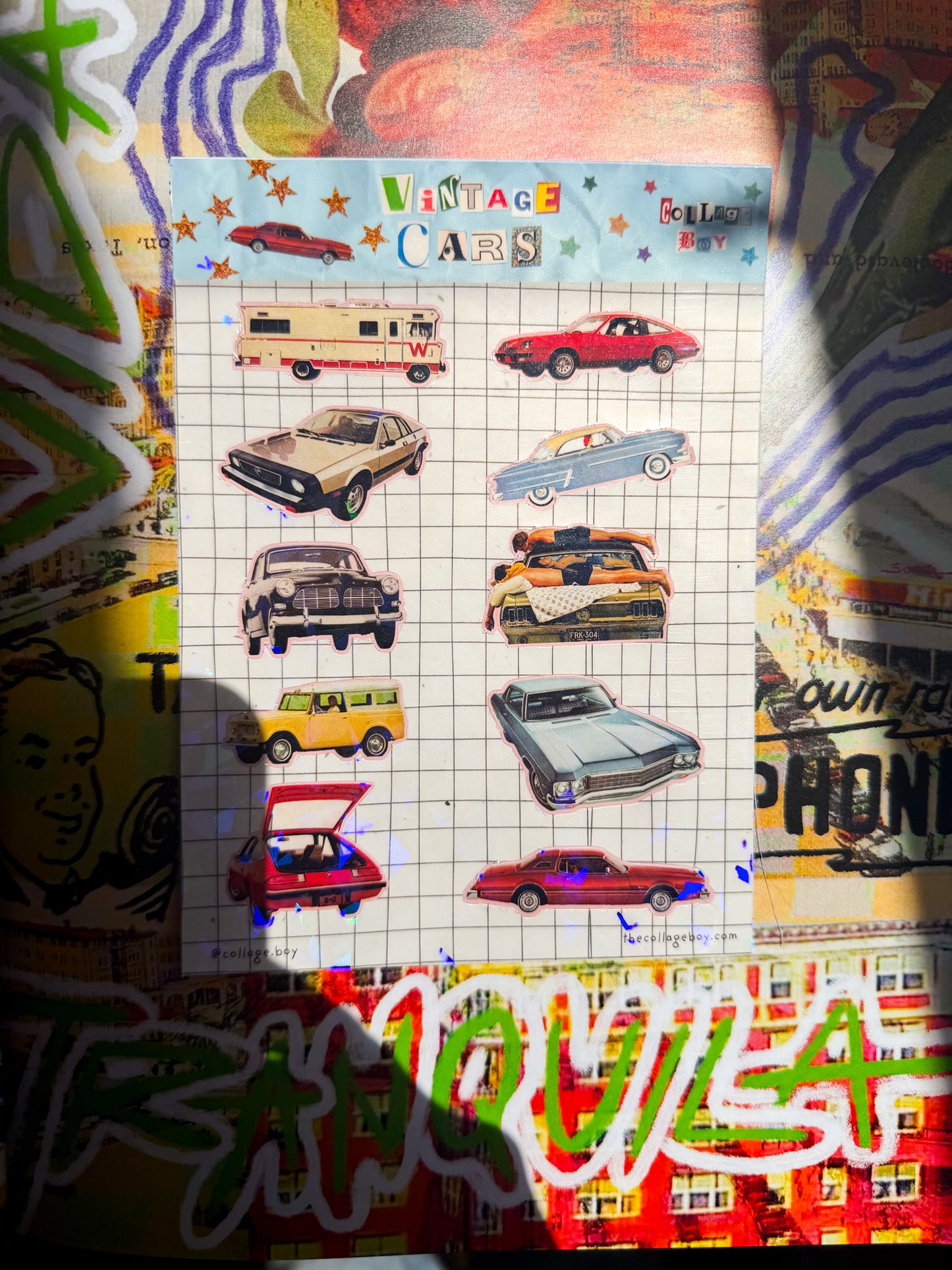 Vintage Cars Sticker Sheet