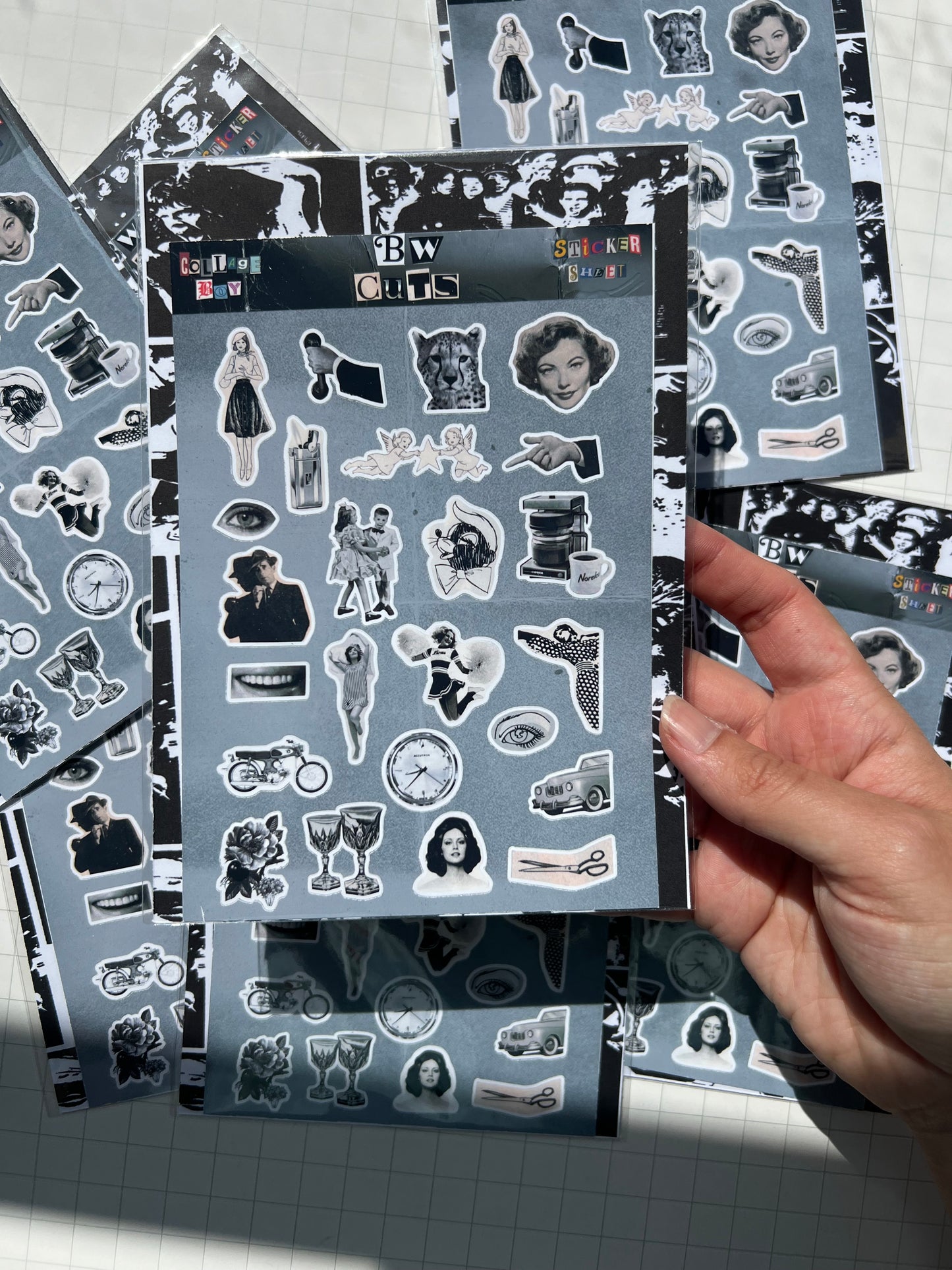 BW Cuts Stickers Sheet